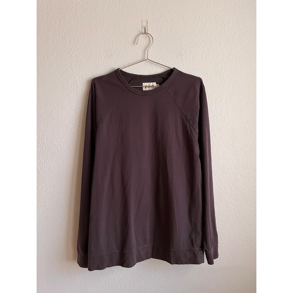 Pact Organic Men's Airplane Crew Long Sleeve Tee in Washed Black Size MEDIUM